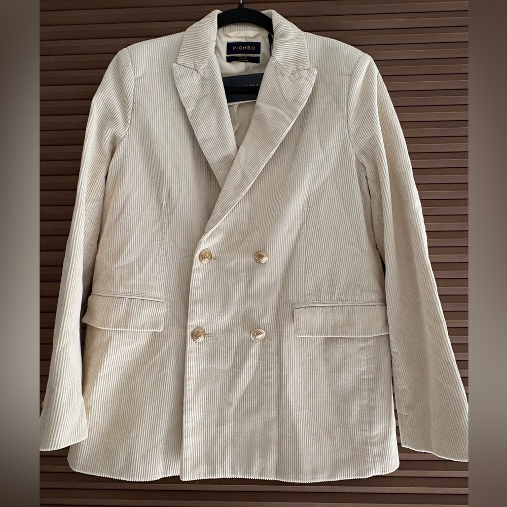 Piombo Off-White Double-Breasted Blazer